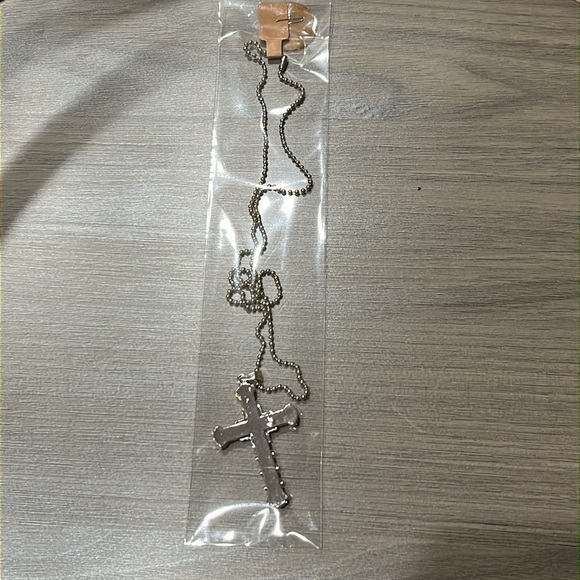 Gold with Silver Tone Cross Necklace NIP - Picture 2 of 6